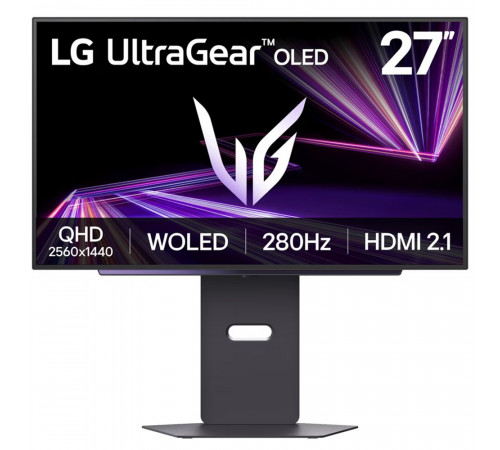 Монитор 26.5" LG 27GX700A-B WOLED, 2560x1440, 280Hz, 0.03ms, 335сd/m, 1.5M:1, HDR10, G-Sync, 2xHDMI(2.1), DP(1.4), 3xUSB3.0, HAS, Pivot, Swivel, ExPSU, Vesa 100, Black