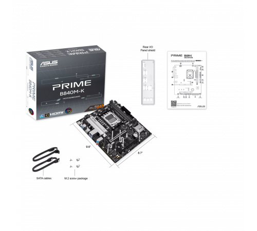Материнская плата ASUS PRIME B840M-K AM5 mATX 2xDDR5 2xPCIEx16 2xM.2 HDMI 2.5GLAN