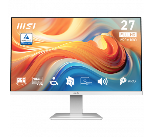 Монитор 27" MSI PRO MP273W E14A  IPS, 1920x1080, 144Hz, 4ms, 250сd/m, 1500:1, HDR | VGA, HDMI(2.0), DP(1.2a) | ExPSU, Speakers, Vesa 100, White