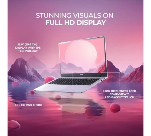 Ноутбук Acer Aspire 3 A325-42, AMD Ryzen 7 7730U/16Gb (1*16 D4)/SSD512Gb/UMA/15.6"/IPS/FHD/1920x1080/NoOS/серебристый