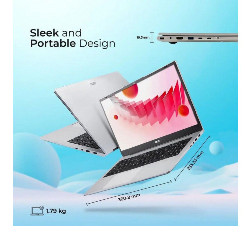 Ноутбук Acer Aspire 3 A325-42, AMD Ryzen 7 7730U/16Gb (1*16 D4)/SSD512Gb/UMA/15.6"/IPS/FHD/1920x1080/NoOS/серебристый