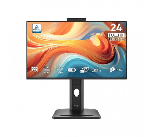 Монитор 23.8" MSI PRO MP245PDG E14   IPS, 1920x1080, 144Hz, 4ms, 250сd/m, 1000:1, HDR | HDMI(2.0b), DP(1.2a), Type-C(PD-98W), 2xUSB3.2, RJ45 | HAS, Pivot, Swivel, InPSU, Speakers, Cam, Vesa 100, Black