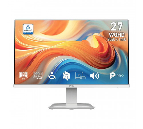 Монитор 27" MSI PRO MP273QW E14   IPS, 2560x1440, 144Hz, 4ms, 300сd/m, 1500:1, HDR | 2xHDMI(2.0b), DP(1.2a) | InPSU, Speakers, Vesa 100, White