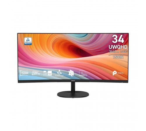 Монитор 34" MSI PRO MP341CQ E12 Curved  VA, 3440x1440, 120Hz, 4ms, 300сd/m, 3500:1, HDR | 2xHDMI(2.0b), DP(1.4a) | InPSU, Speakers, Vesa 100, Black