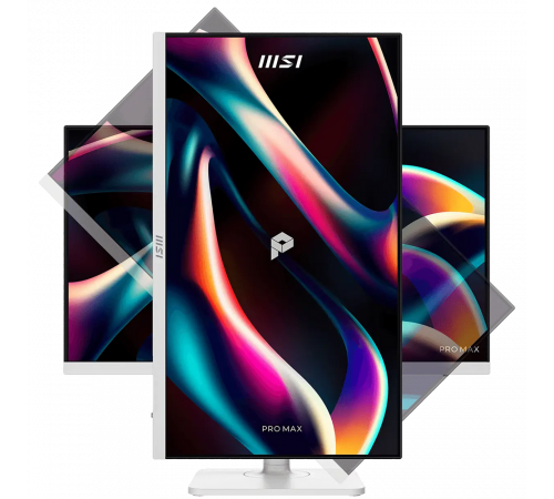 Монитор 23.8" MSI PRO MAX 241PHW E14  IPS, 1920x1080, 144Hz, 4ms, 300сd/m, 1500:1, HDR | HDMI(2.0b), DP(1.2a), Type-C(PD-65W), 2xUSB3.2 | HAS, Pivot, Swivel, InPSU, Speakers, Vesa 75, White