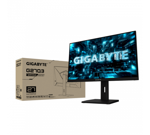 Монитор 27" Gigabyte G27Q3 EK Black 27" IPS, 2560 x 1440, 320Hz, 10bit (1.07B), 1ms, 350cd/m, 1300:1, 2xHDMI-2.0, DP-1.4, 1xUSB2.0, Pivot)