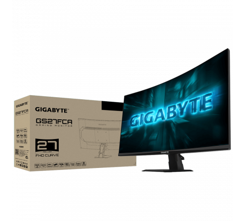 Монитор 27" Gigabyte GS27FCA EK, VA, Curved, 1920x1080, 200Hz, 8bit, 1ms, 250cd/m, 3000:1, 2xHDMI-2.0, DP-1.4, Vesa100