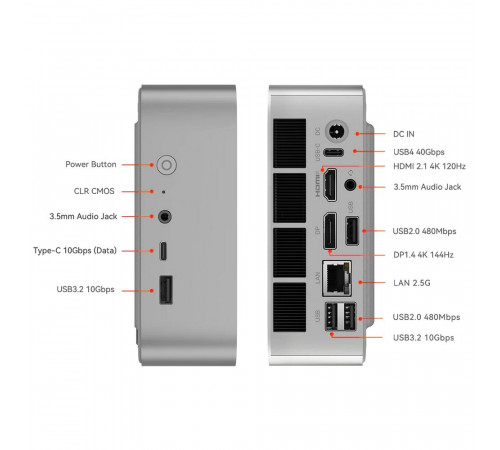 Мини-компьютер Beelink BL/SER8/8845HS/64G/1TB/Frost Silver