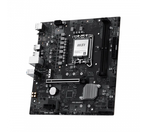 Материнская плата MSI PRO B860M-E B860, LGA1851, 2*DDR5, 1*PCIEx16, 1*PCIEx1, 2*M.2, 1*TypeC, 4*USB3.2Gen1, 8*USB2.0, 4*SATA3.0, 5G, DP, HDMI, M-ATX, RTL