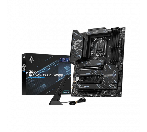 Материнская плата MSI Z890 GAMING PLUS WIFI6E Z890, LGA1851, 4*DDR5, 3*PCIEx16, 1*PCIEx1, 4*M.2, 2*TypeC, 1*USB3.2Gen2, 6*USB3.2Gen1, 8*USB2.0, 4*SATA3.0, 5G, DP, HDMI, ATX, RTL