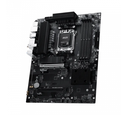 Материнская плата MSI PRO B850-S EVO WIFI B850, AM5, 4*DDR5, 2*PCIEx16, 3*M.2, 2*TypeC, 2*USB3.2Gen2, 4*USB3.2Gen1, 8*USB2.0, 4*SATA3.0, 5G, DP, HDMI, ATX, RTL
