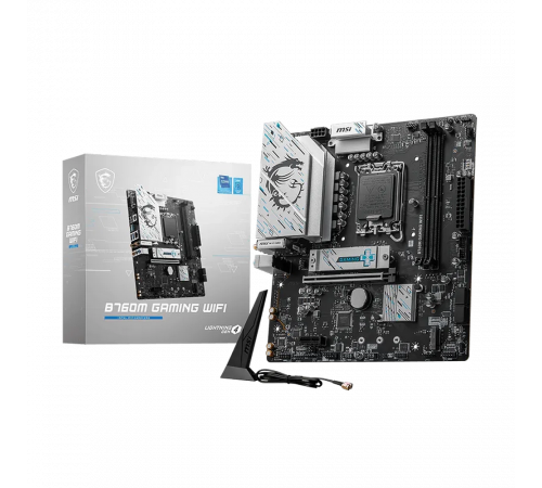 Материнская плата MSI B760M GAMING WIFI B760, LGA1700, 2*DDR5, 1*PCIEx16, 1*PCIEx1, 2*M.2, 6*USB3.2Gen1, 6*USB2.0, 4*SATA3.0, 2.5G, VGA, DP, HDMI, M-ATX, RTL