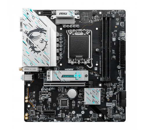 Материнская плата MSI B760M GAMING WIFI B760, LGA1700, 2*DDR5, 1*PCIEx16, 1*PCIEx1, 2*M.2, 6*USB3.2Gen1, 6*USB2.0, 4*SATA3.0, 2.5G, VGA, DP, HDMI, M-ATX, RTL