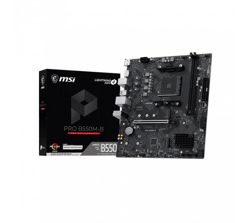 Материнская плата MSI PRO B550M-B B550, AM4, 2*DDR4, 1*PCIEx16, 2*M.2, 1*TypeC, 6*USB3.2 Gen1, 6*USB2.0,  4*SATA3, 1G, DP, HDMI, M-ATX, RTL