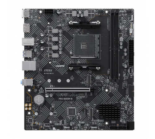 Материнская плата MSI PRO B550M-B B550, AM4, 2*DDR4, 1*PCIEx16, 2*M.2, 1*TypeC, 6*USB3.2 Gen1, 6*USB2.0,  4*SATA3, 1G, DP, HDMI, M-ATX, RTL
