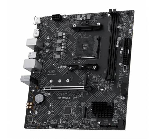 Материнская плата MSI PRO B550M-B B550, AM4, 2*DDR4, 1*PCIEx16, 2*M.2, 1*TypeC, 6*USB3.2 Gen1, 6*USB2.0,  4*SATA3, 1G, DP, HDMI, M-ATX, RTL