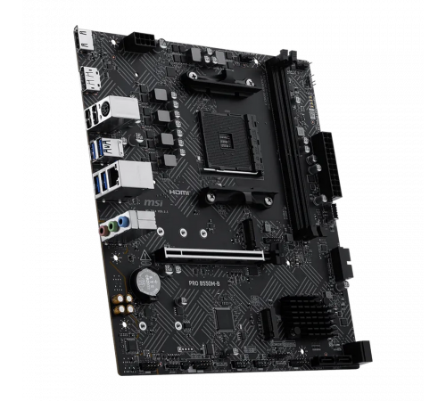 Материнская плата MSI PRO B550M-B B550, AM4, 2*DDR4, 1*PCIEx16, 2*M.2, 1*TypeC, 6*USB3.2 Gen1, 6*USB2.0,  4*SATA3, 1G, DP, HDMI, M-ATX, RTL
