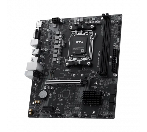 Материнская плата MSI PRO B850M-E EVO B850, AM5, 2*DDR5, 1*PCIEx16, 1*PCIEx1, 1*M.2, 6*USB3.2Gen1, 6*USB2.0, 4*SATA3.0, 2.5G, VGA, HDMI, M-ATX, RTL