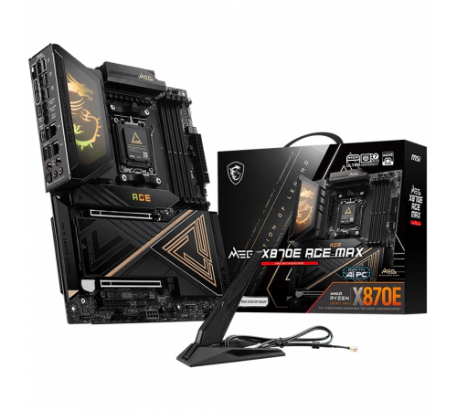 Материнская плата MSI MEG X870E ACE MAX X870E, AM5, 4*DDR5, 2*PCIEx16, 1*PCIEx4, 5*M.2, 3*TypeC, 9*USB3.2Gen2, 4*USB3.2Gen1, 4*USB2.0, 4*SATA3.0, 10G, 5G, 2*Type-C(DP), HDMI, ATX, RTL