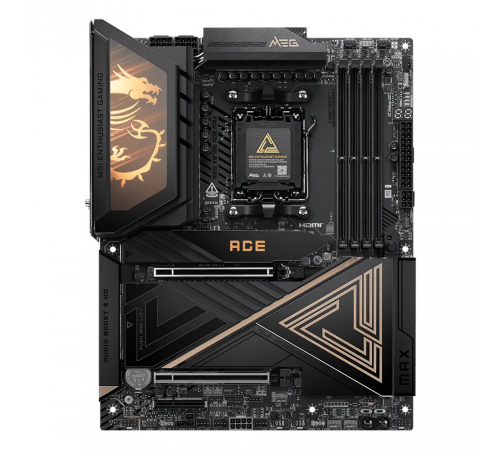 Материнская плата MSI MEG X870E ACE MAX X870E, AM5, 4*DDR5, 2*PCIEx16, 1*PCIEx4, 5*M.2, 3*TypeC, 9*USB3.2Gen2, 4*USB3.2Gen1, 4*USB2.0, 4*SATA3.0, 10G, 5G, 2*Type-C(DP), HDMI, ATX, RTL
