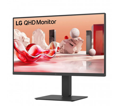 Монитор 27" LG 27BA65QB-B IPS, 2560x1440, 75Hz, 5ms, 350сd/m, 1000:1, HDR10, 2xHDMI(2.0), DP(1.4), HAS, Pivot, Swivel, InPSU, Speakers, Vesa 100, Black