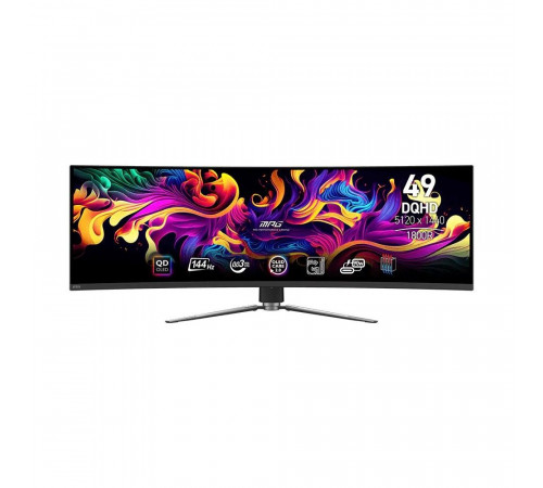 Монитор 49" MSI MPG 491CQP QD-OLED Curved QD-OLED, 5120x1440, 144Hz, 0,03ms, 250сd/m, 1500000:1, HDR, 2xHDMI(2.1), DP(1.4a), Type-C(PD-90W), 2xUSB2.0, HAS, Swivel, InPSU, Vesa 100, Black