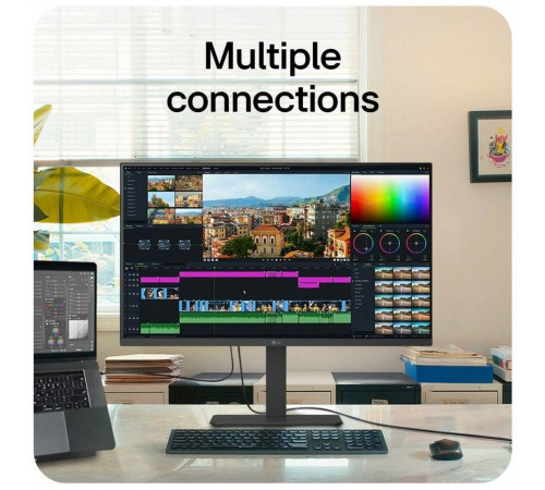Монитор 31.5" LG 32U720A-B VA, 3840x2160, 60Hz, 5ms, 250сd/m, 3000:1, HDR10, 2xHDMI(2.0), DP(1.4), Type-C(PD-90W), 2xUSB3.0, HAS, Swivel, ExPSU, Speakers, Vesa 100, Black