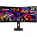 Монитор 34.18" MSI MAG 341CQP QD-OLED X28 Curved QD-OLED, 3440x1440, 280Hz, 0,03ms, 250сd/m, 1500000:1, HDR, 2xHDMI(2.1), DP(1.4a), Type-C(PD-15W), HAS, Swivel, InPSU, Vesa 100, Black