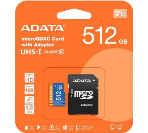 Карта памяти ADATA 512GB Premier microSDXC UHS-I Class 1