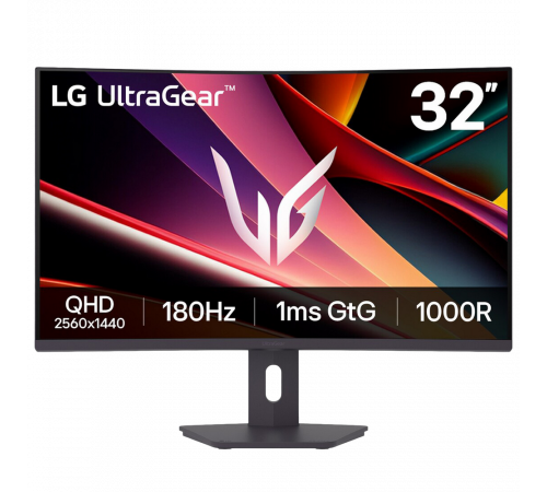 Монитор 31.5" LG 32G600A-B Curved VA, 2560x1440, 180Hz, 1ms, 300сd/m, 3000:1, HDR10,  2xHDMI(2.0), DP(1.4), HAS, Swivel, ExPSU, Vesa 100, Black