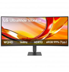 Монитор 34" LG 34U620B-B Curved VA, 3440x1440, 144Hz, 5ms, 300сd/m, 3000:1, HDR10, 2xHDMI(2.0), DP(1.4), HAS, ExPSU, Vesa 100, Black