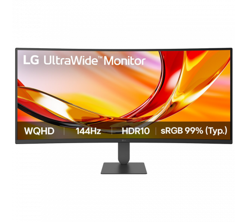 Монитор 34" LG 34U620B-B Curved VA, 3440x1440, 144Hz, 5ms, 300сd/m, 3000:1, HDR10, 2xHDMI(2.0), DP(1.4), HAS, ExPSU, Vesa 100, Black