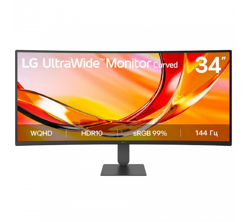 Монитор 34" LG 34U640B-B Curved VA, 3440x1440, 144Hz, 5ms, 300сd/m, 4000:1, HDR10, 2xHDMI(2.0), DP(1.4), Type-C(PD-65W), 2xUSB3.2, HAS, ExPSU, Vesa 100, Black