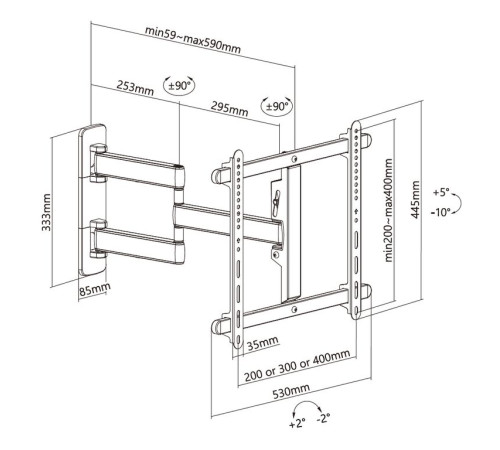Кронштейн настенный выдвижной Exell EXi-X5044