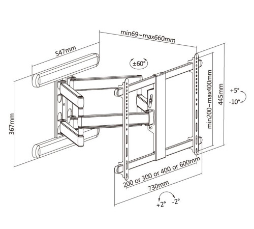 Кронштейн настенный выдвижной Exell EXi-X9064