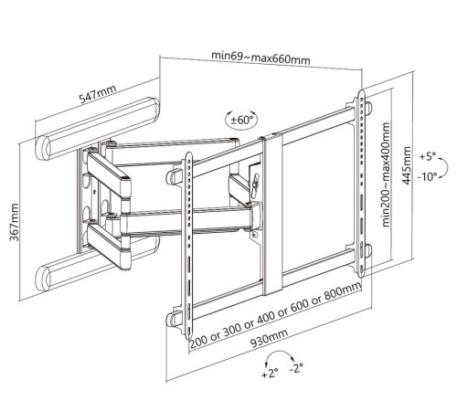Кронштейн настенный выдвижной Exell EXi-X9086