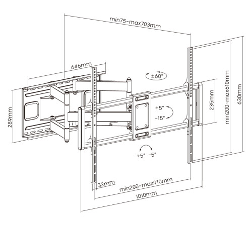 Кронштейн настенный выдвижной Exell EXi-X9996-HD