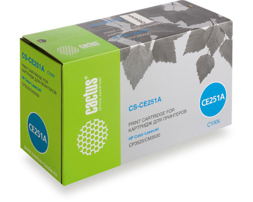 Картридж лазерный Cactus CS-CE251A CE251A для HP CLJ CP3525/CM3530, голубой (7000 стр.)