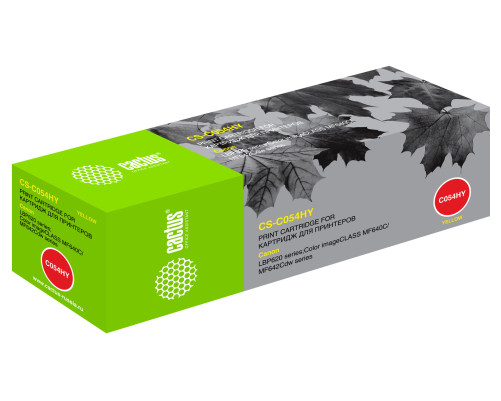 Картридж лазерный Cactus CS-C054HY 054 H Y для Canon LBP 621Cw/623Cdw/641Cw/643Cdw, желтый (2300 стр.)