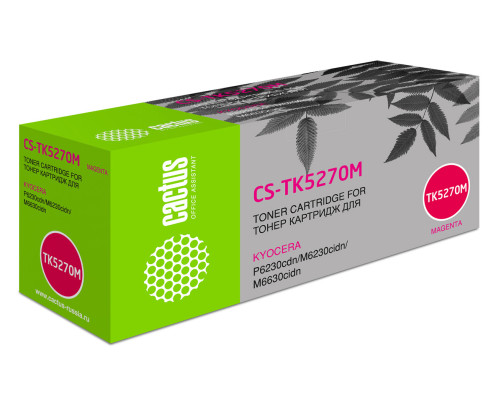 Картридж лазерный Cactus CS-TK5270M TK-5270M для Kyocera Ecosys P6230cdn/M6230c, пурпурный (6000 стр.)