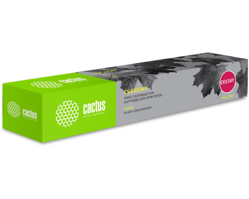 Картридж лазерный Cactus CS-EXV34Y C-EXV34 Y для Canon IR Advance C2030L/C2030i, желтый (19000 стр.)