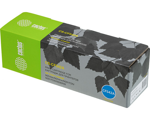 Картридж лазерный Cactus CS-CF542A CF542A для HP LJ M254dw/M280nw/M281fdn, желтый (1400 стр.)