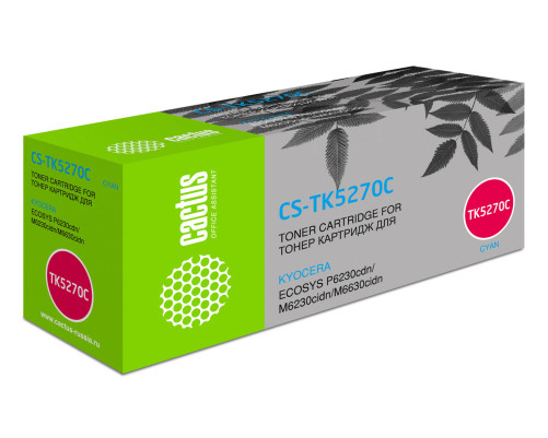 Картридж лазерный Cactus CS-TK5270C TK-5270C для Kyocera Ecosys P6230cdn/M6230cid, голубой (6000 стр.)