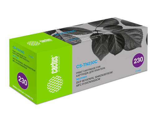 Картридж лазерный Cactus CS-TN230C TN-230C для Brother HL-3040/3070/DCP-9010, голубой (1400 стр.)