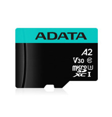 Карта памяти microSDXC 64GB ADATA AUSDX64GUI3V30SA2-RA1 UHS-I U3 Class 10/V30S/A2, с адаптером