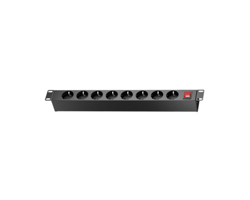 Блок розеток C3Solution C3, горизонтальный, 1U, 1 фаза, 16А, Schuko-8, с выключателем, вх.Schuko, 1.8 м Блок розеток C3Solution C3, горизонтальный, 1U, 1 фаза, 16А, Schuko-8, с выключателем, вх.Schuko, 1.8 м
