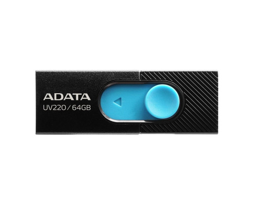 USB накопитель 64GB ADATA UV220 USB 2.0, черный/синий USB накопитель 64GB ADATA UV220 USB 2.0, черный/синий