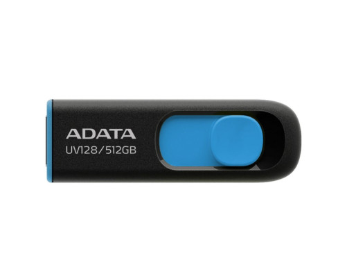 USB накопитель 512GB ADATA UV128 USB 3.2 Gen1, черный/синий USB накопитель 512GB ADATA UV128 USB 3.2 Gen1, черный/синий