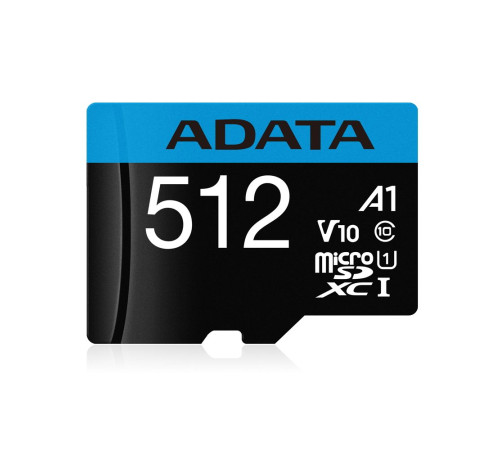 Карта памяти microSDXC 512GB ADATA Premier AUSDX512GUICL10A1-RA1UHS-I Class 10, с адаптером