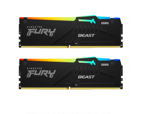 Модуль оперативной памяти Kingston 16GB DDR5 5200 DIMM FURY Beast Black RGB kit 2*8,Non-ECC, CL40, 1.25V, 288-pin RTL Модуль оперативной памяти Kingston 16GB DDR5 5200 DIMM FURY Beast Black RGB kit 2*8,Non-ECC, CL40, 1.25V, 288-pin RTL